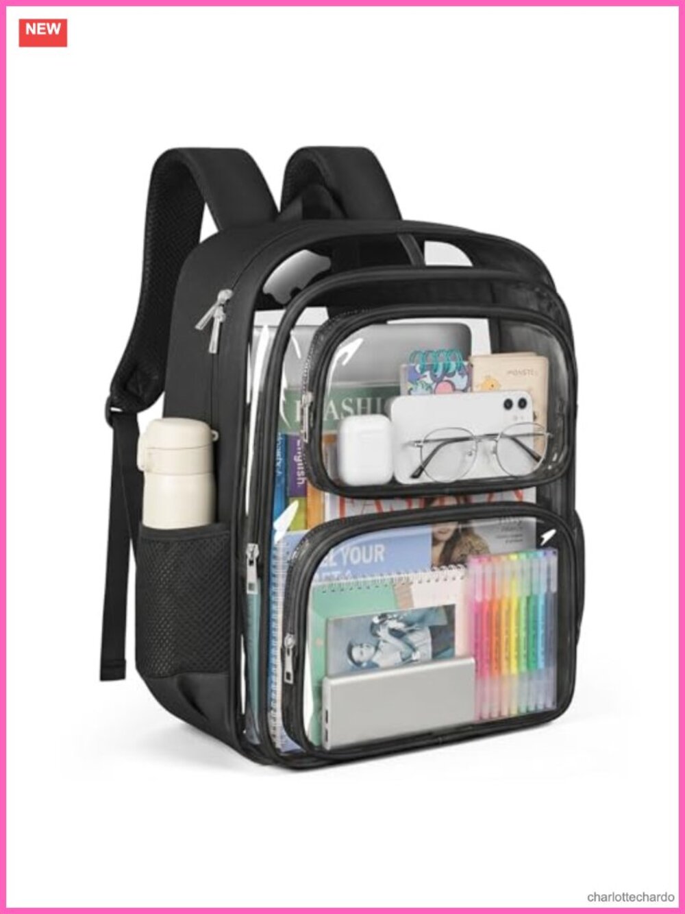 Clear Backpack Heavy Duty Transparent Bookbag with Thickened Straps for School